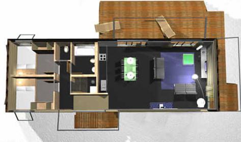 The layout of the rooms in the house